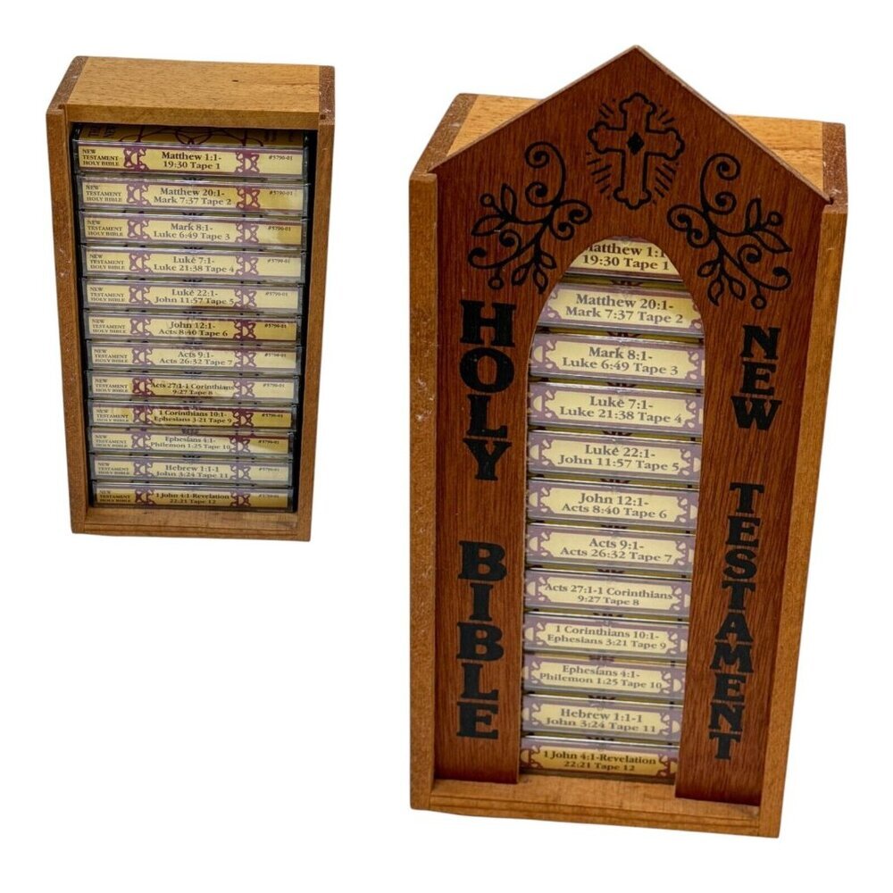 King James Holy Bible New Testament 12 Cassette Audio 11 New Wood Box Scourby 79
